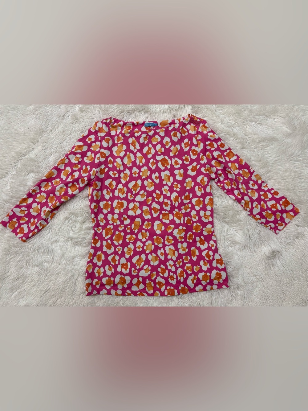 J. McLaughlin Fuchsia Floral Spot Short Sleeve Top
